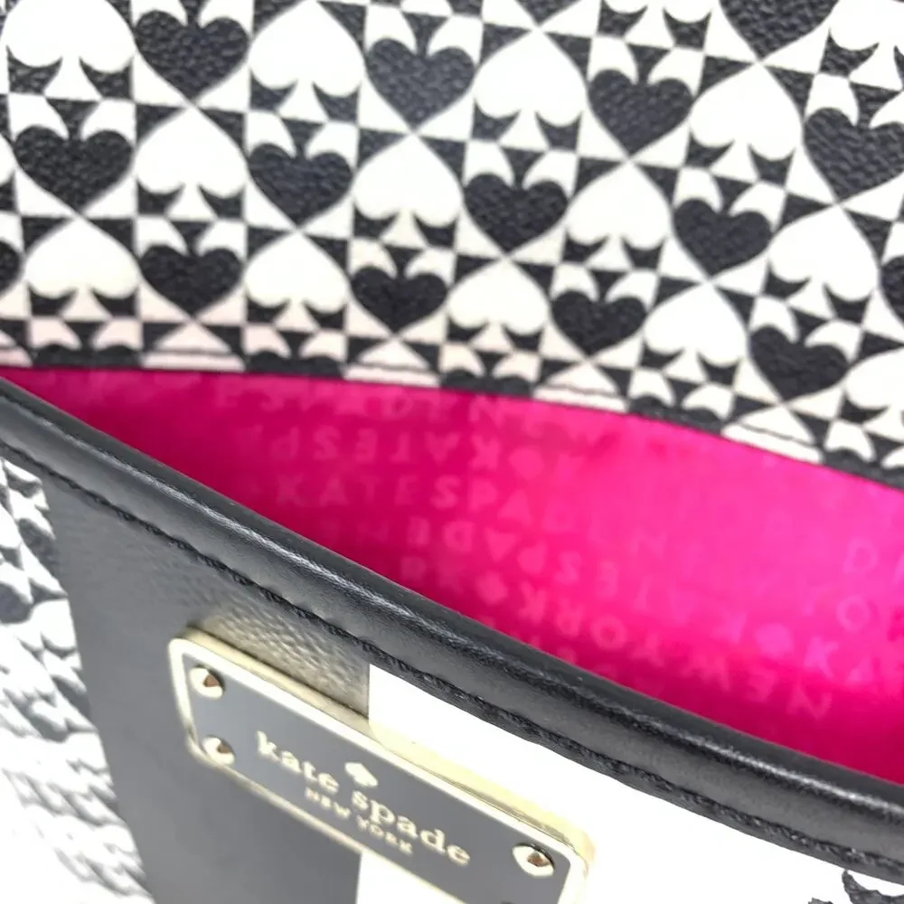 Kate Spade Penn Place Keisha Crossbody Bag Jacquard Black White